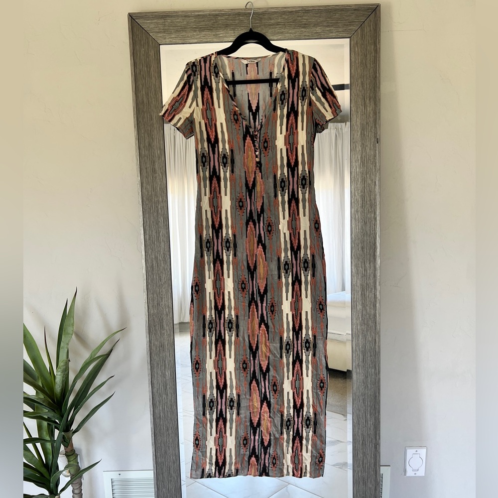 Tucker Aztec print silk maxi dress size small